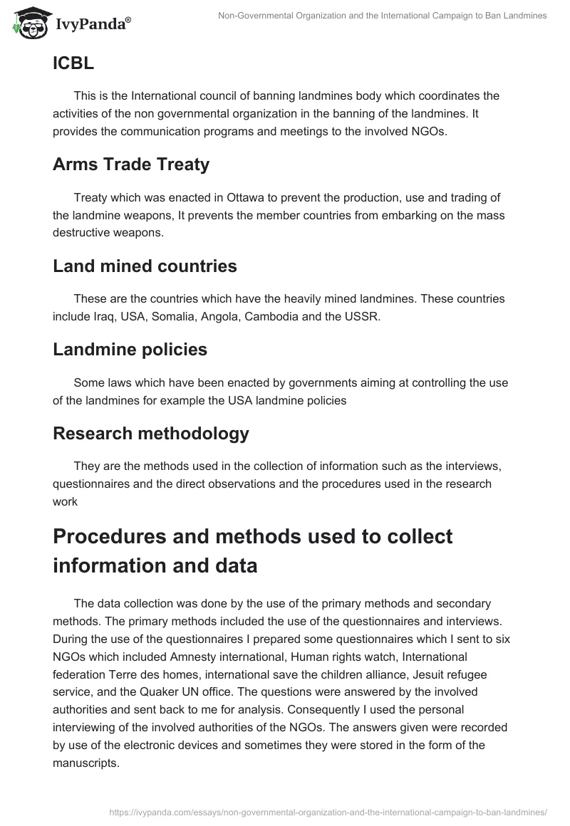 Non-Governmental Organization and the International Campaign to Ban Landmines. Page 4