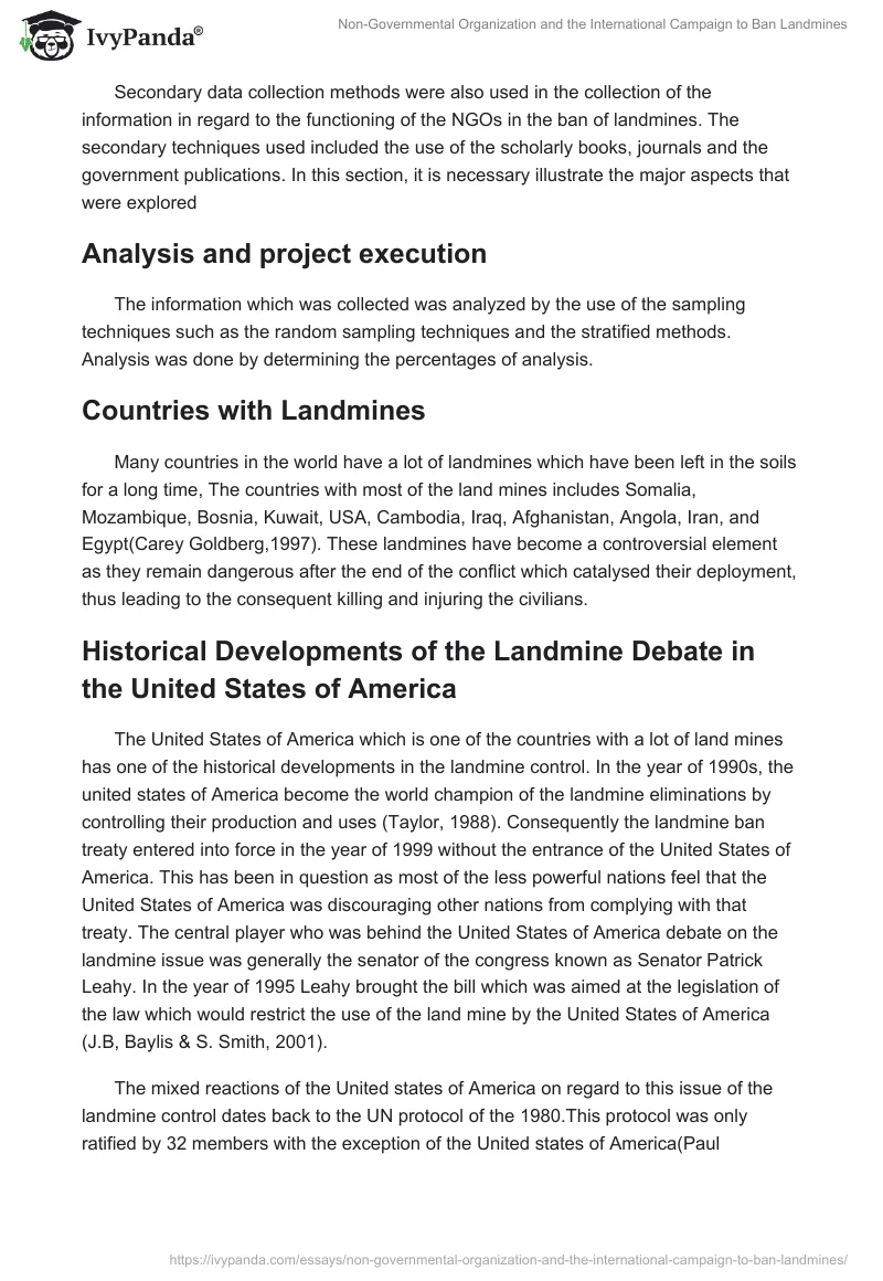 Non-Governmental Organization and the International Campaign to Ban Landmines. Page 5