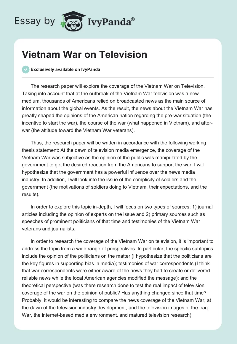 Vietnam War on Television. Page 1
