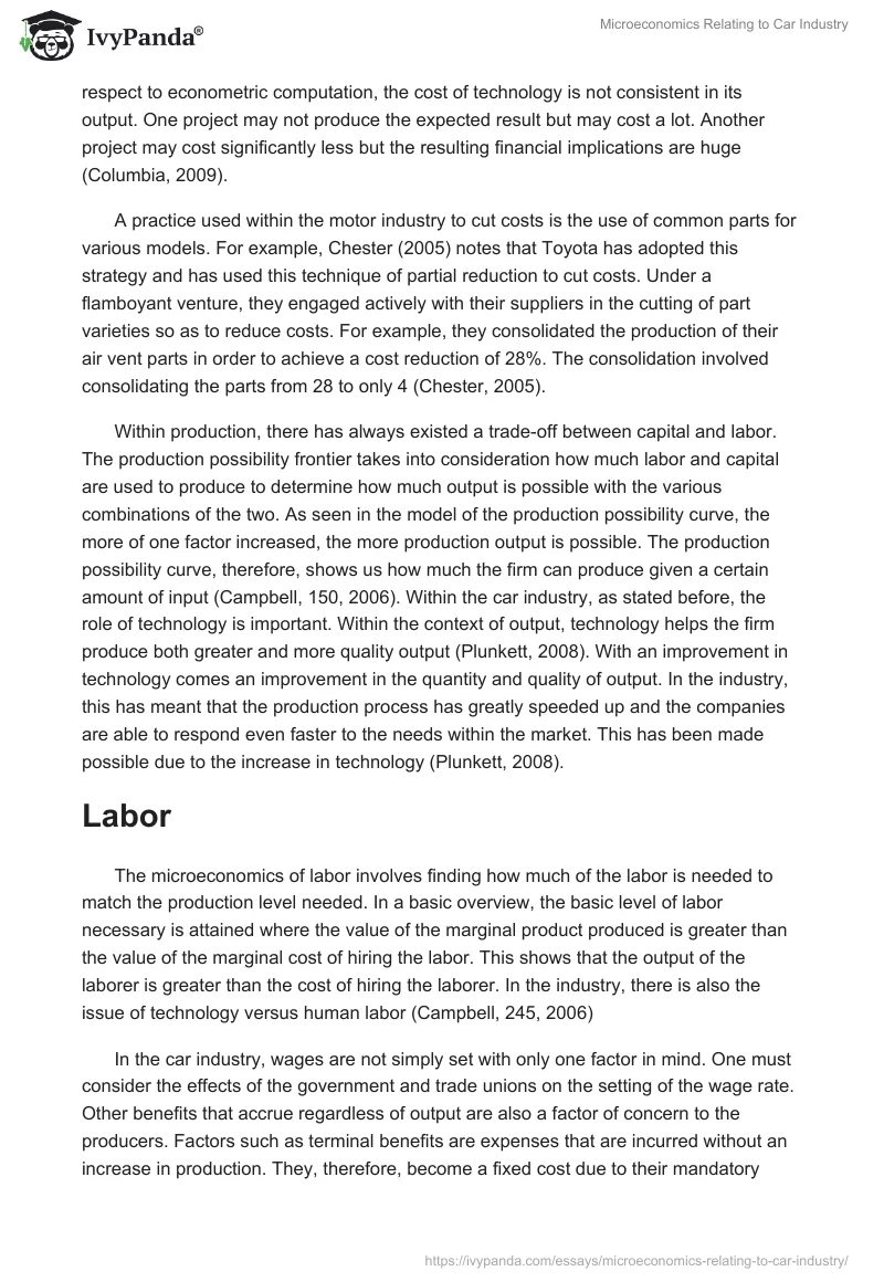 Microeconomics Relating to Car Industry. Page 3