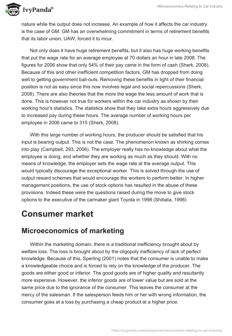 Microeconomics Relating to Car Industry. Page 4