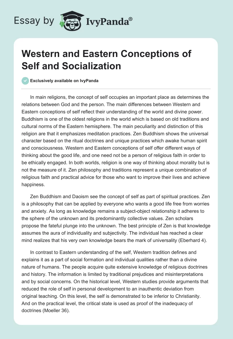 Western and Eastern Conceptions of Self and Socialization. Page 1