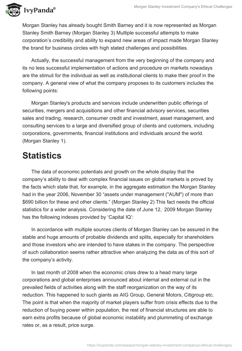 Morgan Stanley Investment Company's Ethical Challenges. Page 2