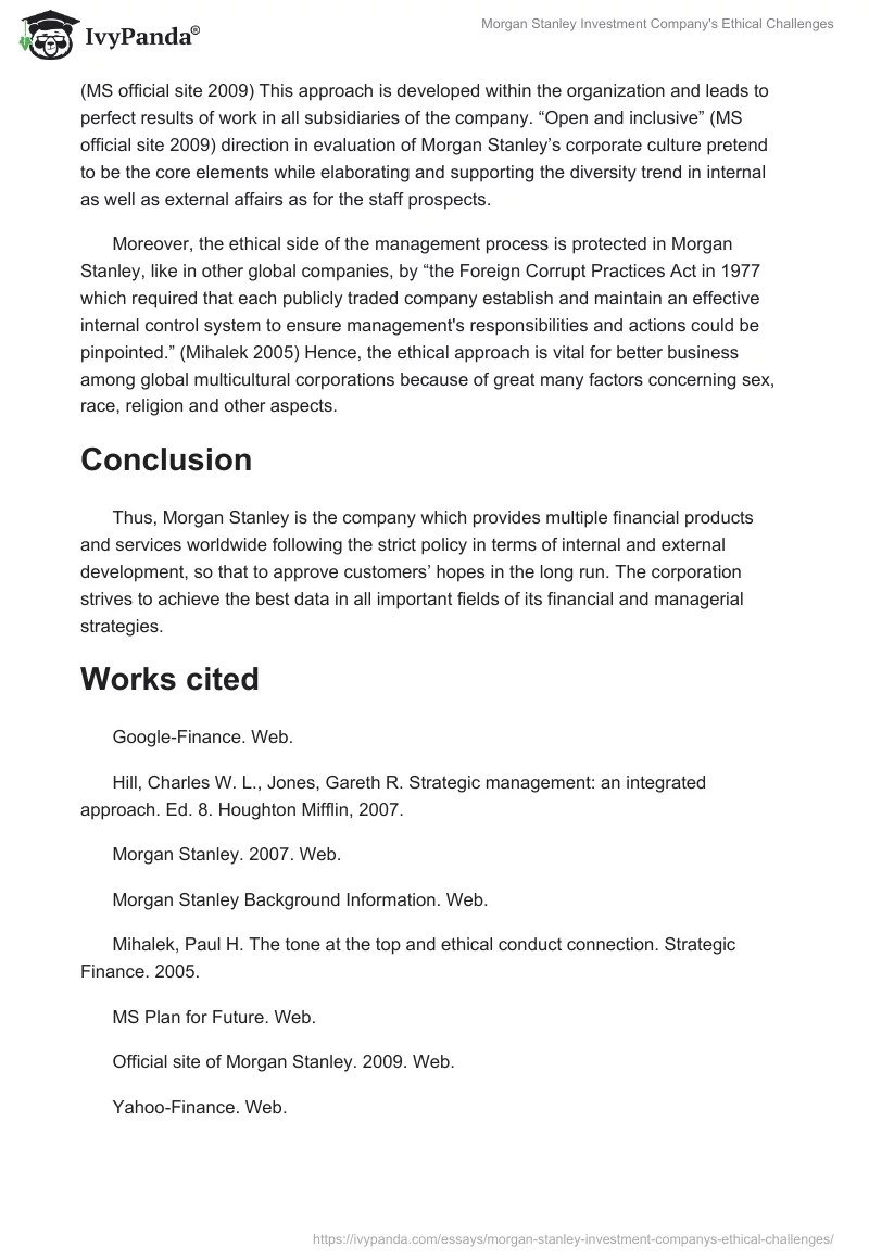 Morgan Stanley Investment Company's Ethical Challenges. Page 4