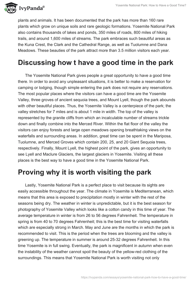 Yosemite National Park: How to Have a Good Time?. Page 2