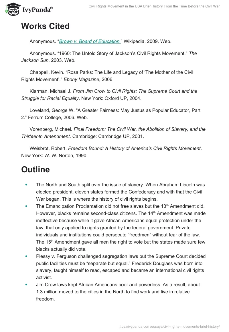 Civil Rights Movement in the USA Brief History From the Time Before the Civil War. Page 5