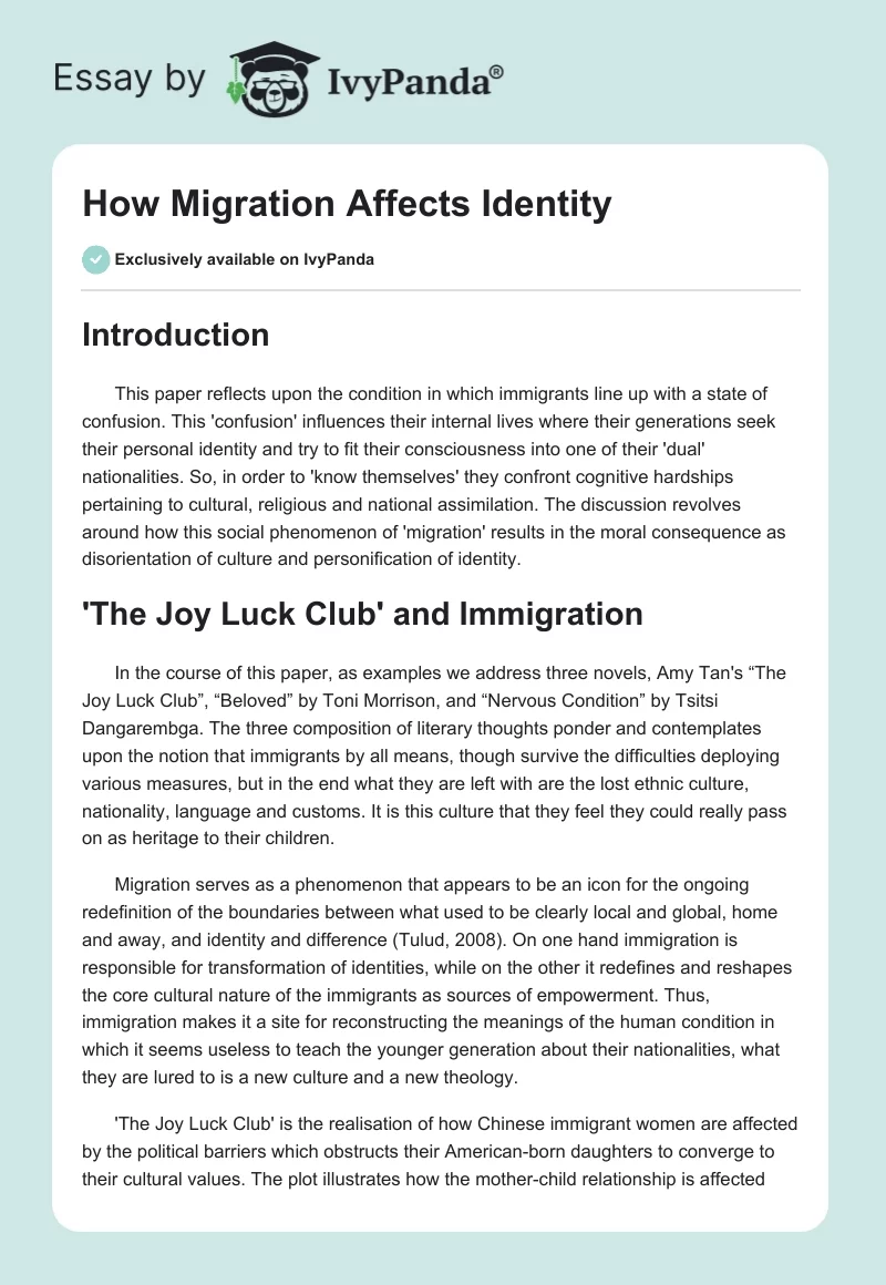How Migration Affects Identity. Page 1