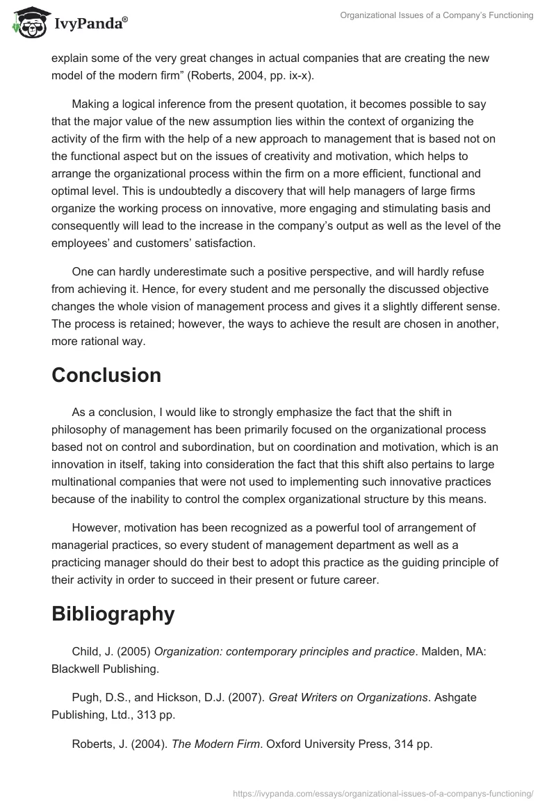 Organizational Issues of a Company’s Functioning. Page 3