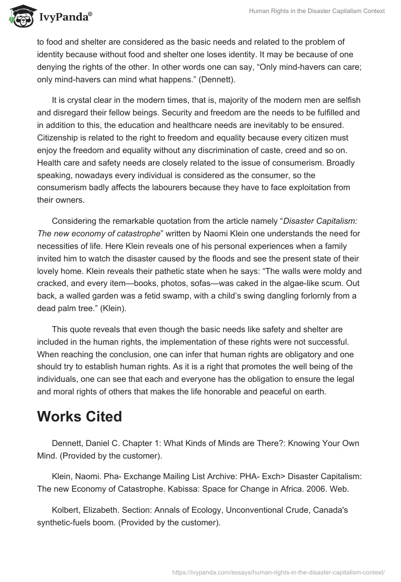 Human Rights in the Disaster Capitalism Context. Page 2