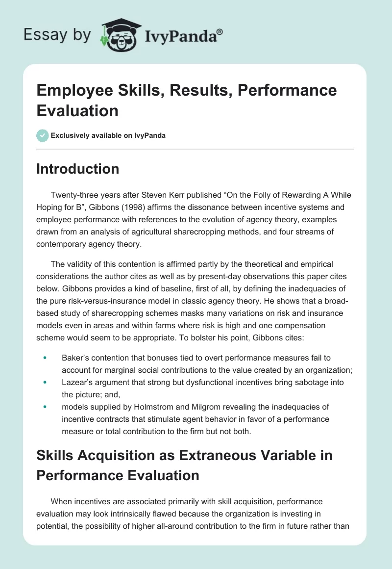 Employee Skills, Results, Performance Evaluation. Page 1