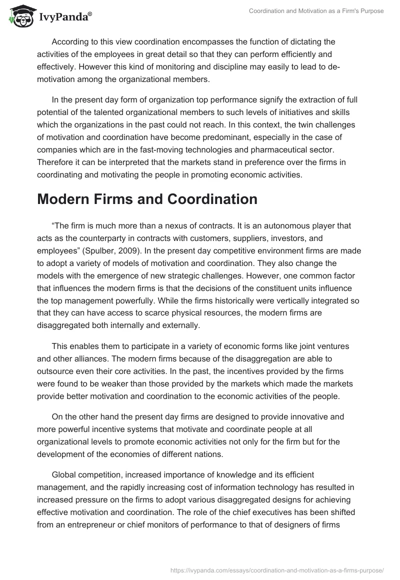 Coordination and Motivation as a Firm's Purpose. Page 3