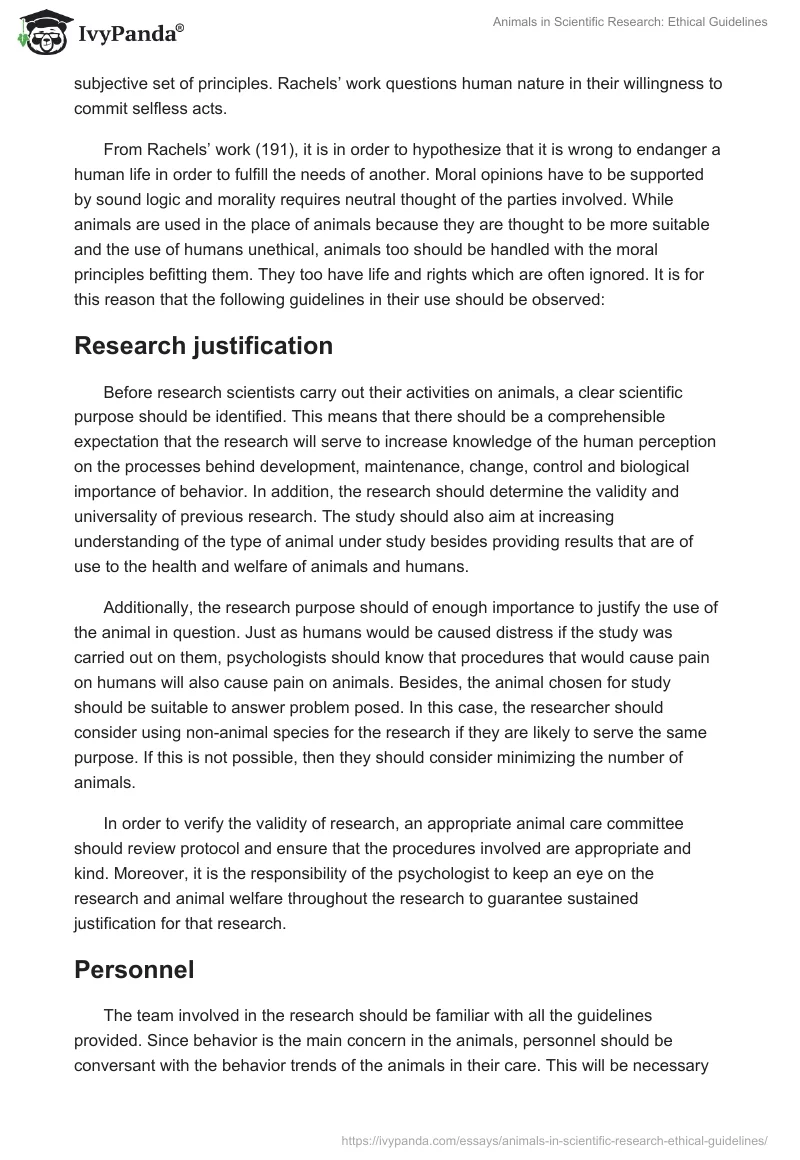 Animals in Scientific Research: Ethical Guidelines. Page 2