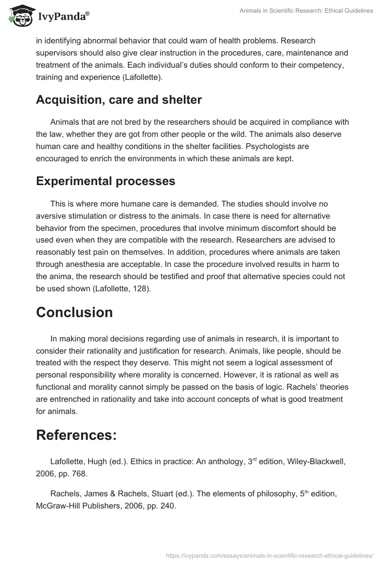 Animals in Scientific Research: Ethical Guidelines. Page 3