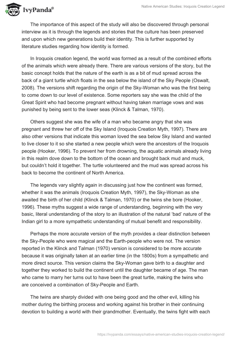Native American Studies: Iroquois Creation Legend. Page 2