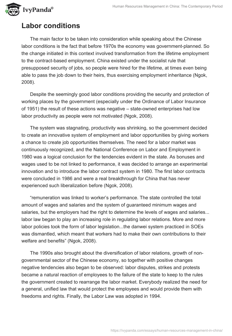 Human Resources Management in China: The Contemporary Period. Page 4