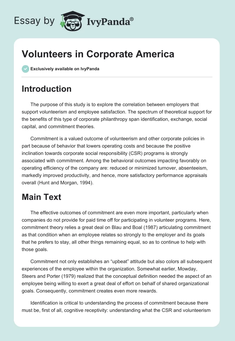Volunteers in Corporate America. Page 1