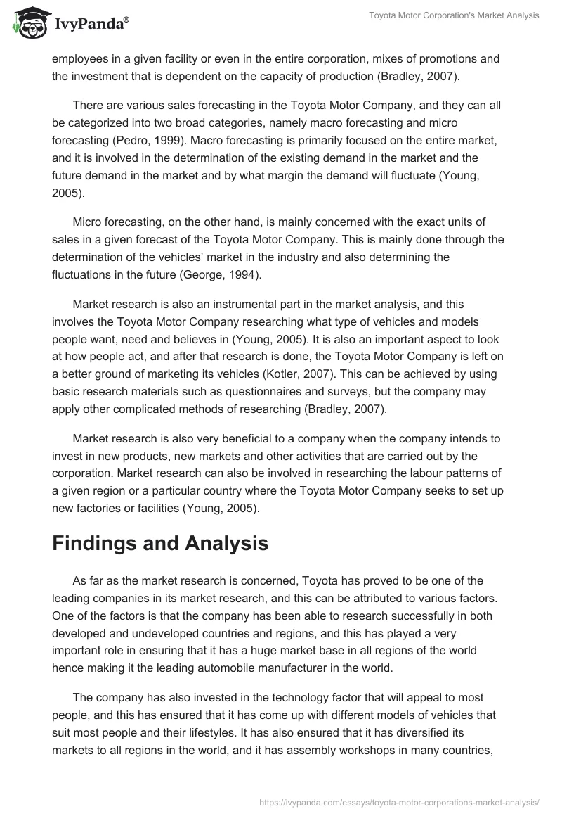 Toyota Motor Corporation's Market Analysis. Page 4
