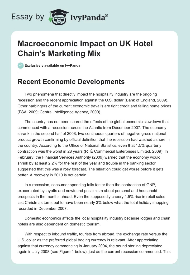 Macroeconomic Impact on UK Hotel Chain's Marketing Mix. Page 1