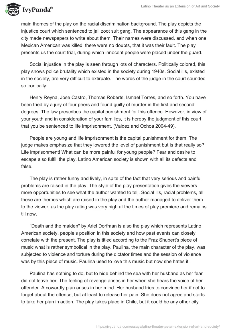 Latino Theater as an Extension of Art and Society. Page 2