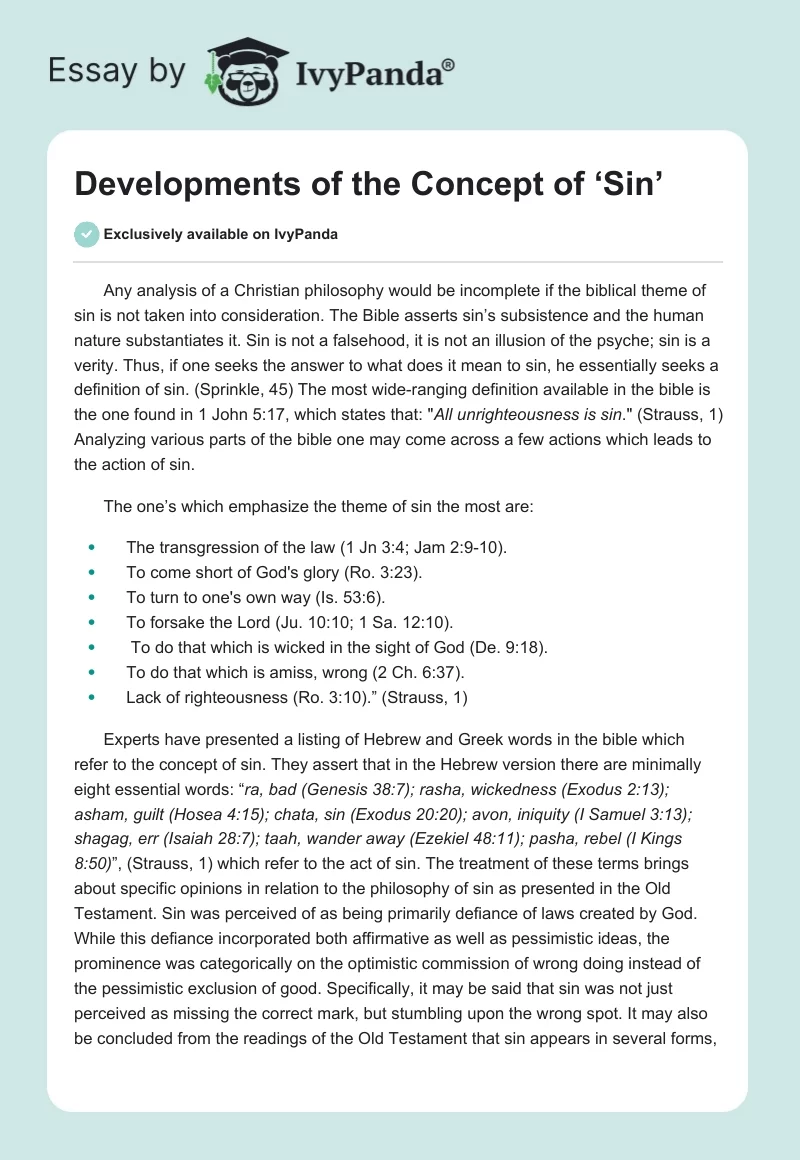 Developments of the Concept of ‘Sin’. Page 1