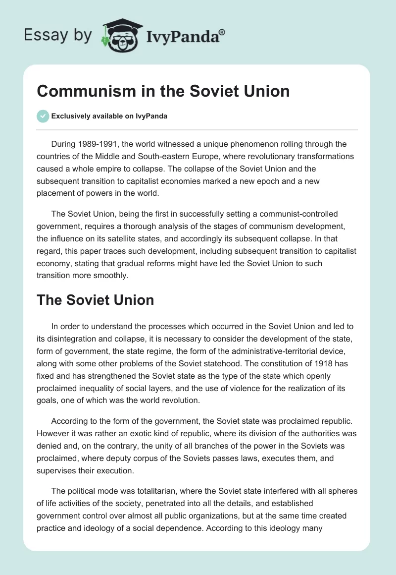 Communism in the Soviet Union. Page 1