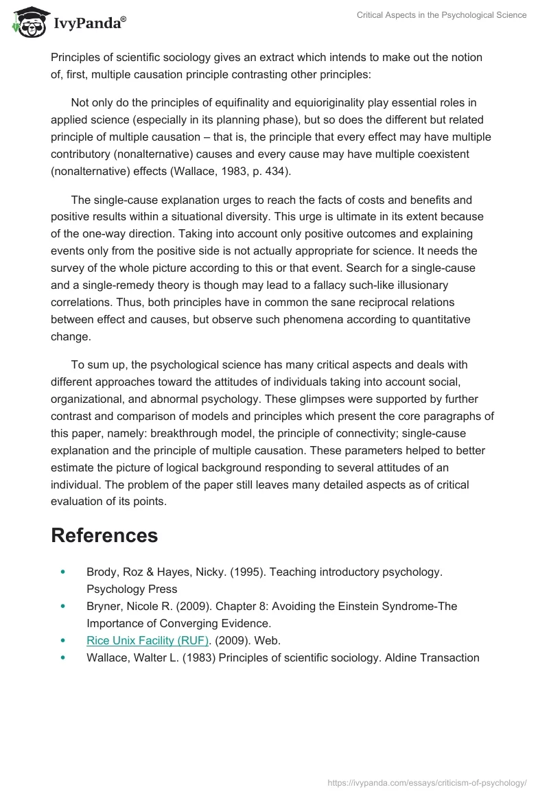 Critical Aspects in the Psychological Science. Page 3