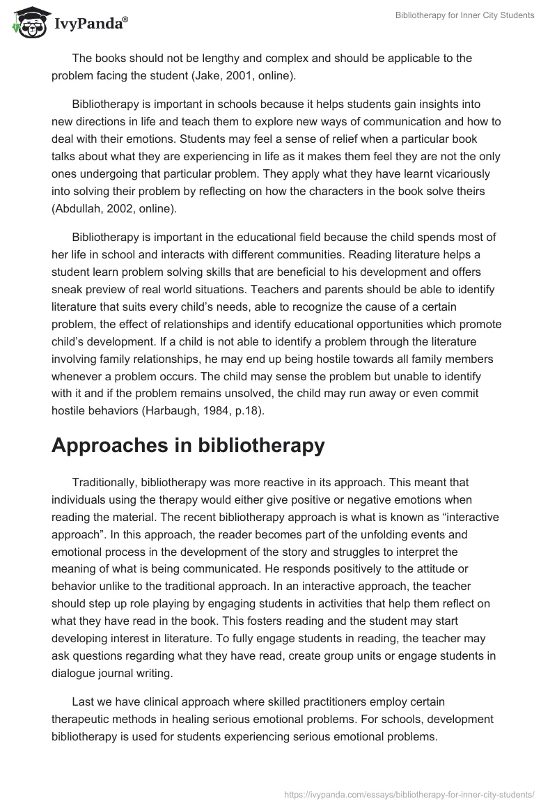 Bibliotherapy for Inner City Students. Page 3