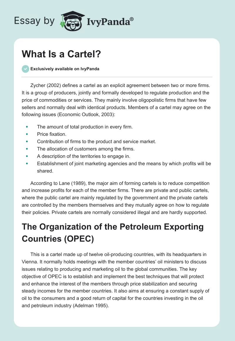 What Is a Cartel?. Page 1