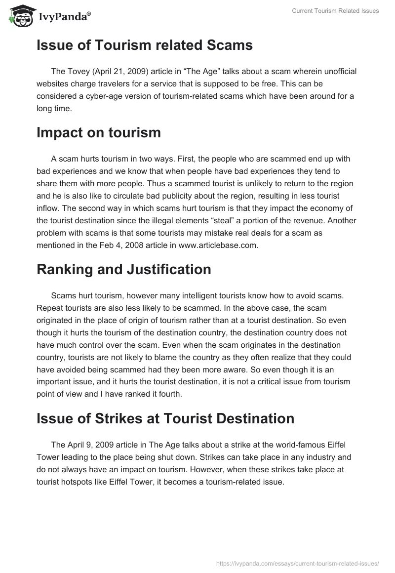 Current Tourism Related Issues. Page 5