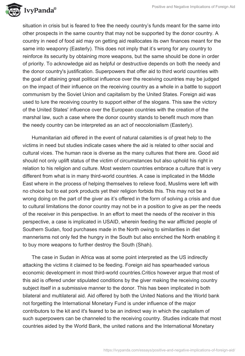 Positive and Negative Implications of Foreign Aid. Page 2