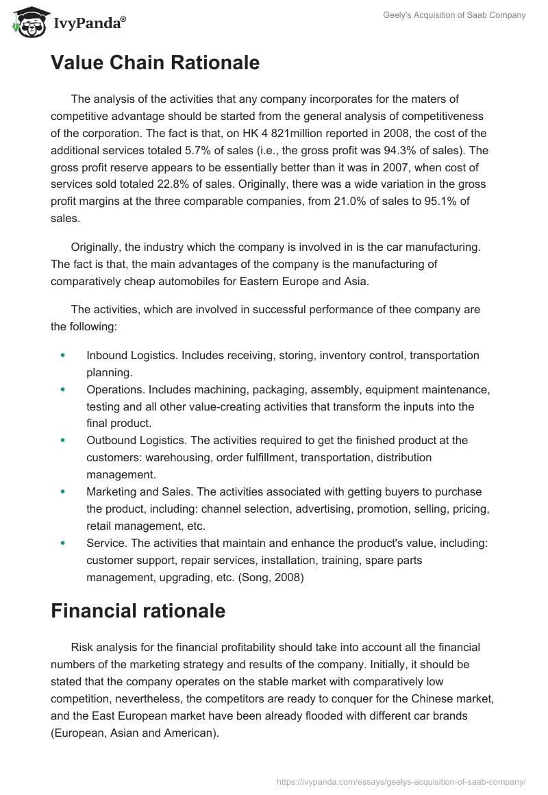 Geely's Acquisition of Saab Company. Page 2