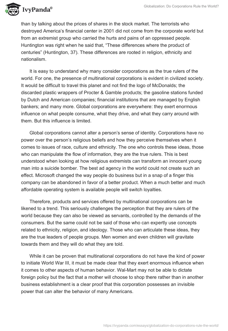 Globalization: Do Corporations Rule the World?. Page 4
