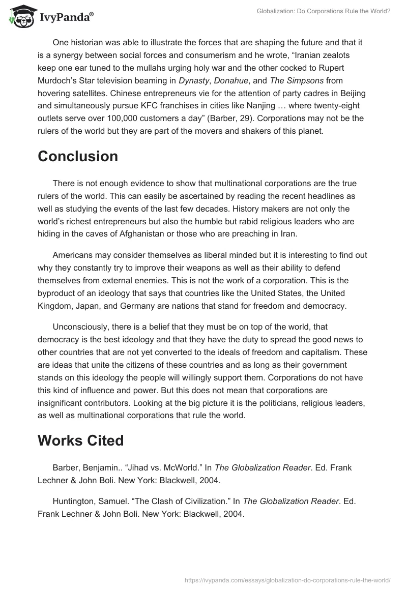 Globalization: Do Corporations Rule the World?. Page 5