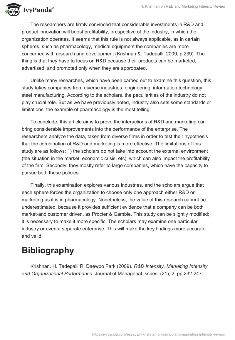 H. Krishnan on R&D and Marketing Intensity Review. Page 3