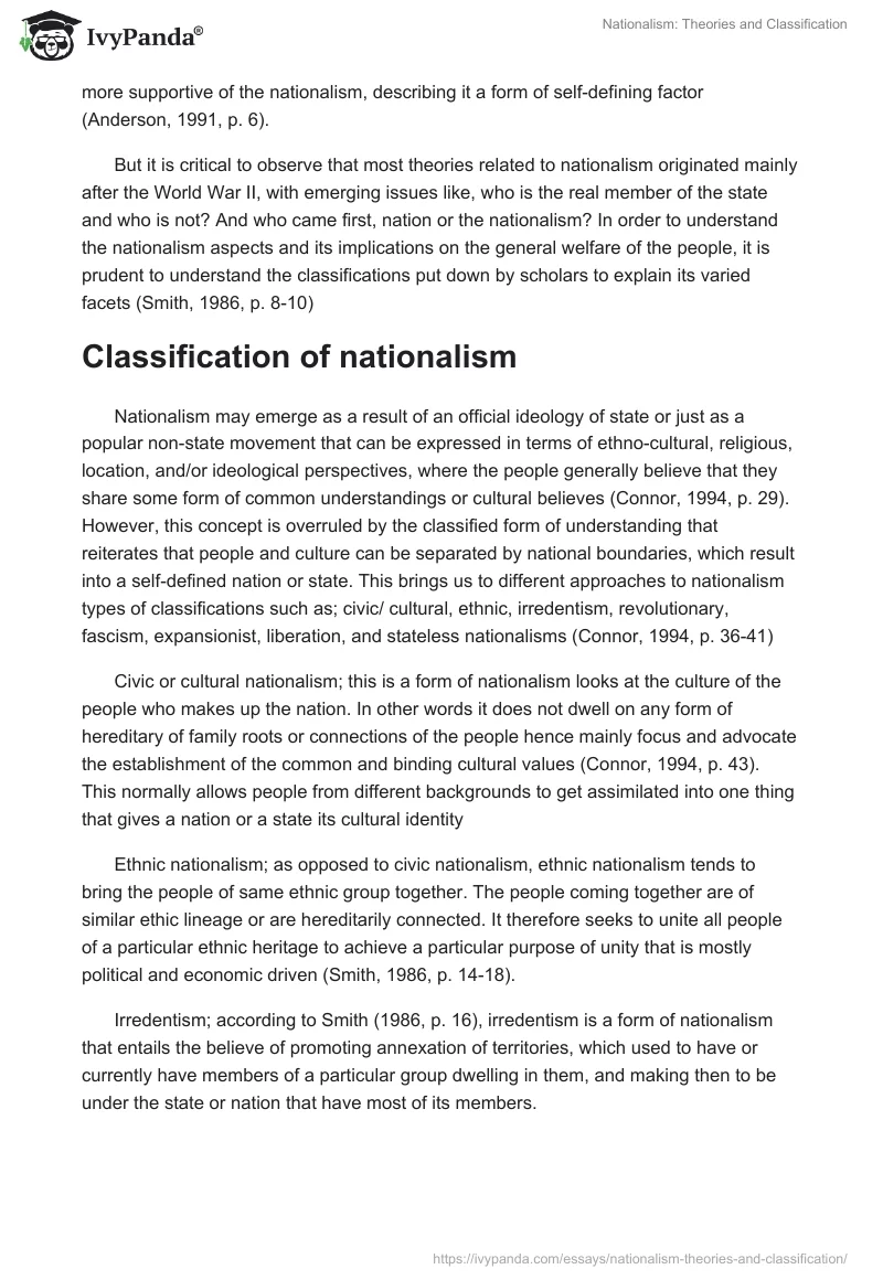 Nationalism: Theories and Classification. Page 2