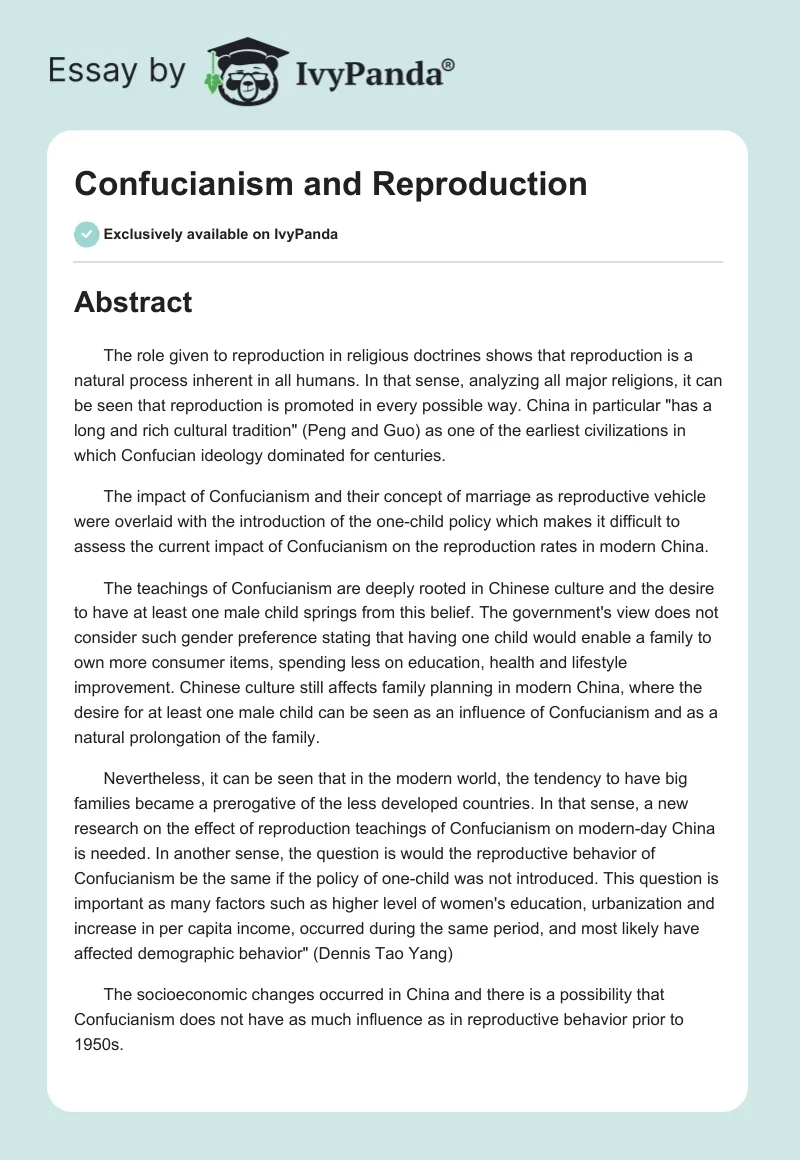 Confucianism and Reproduction. Page 1