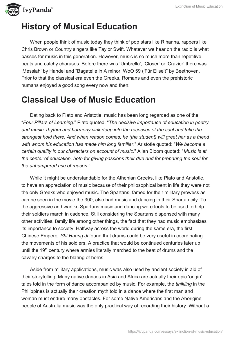 Extinction of Music Education. Page 2