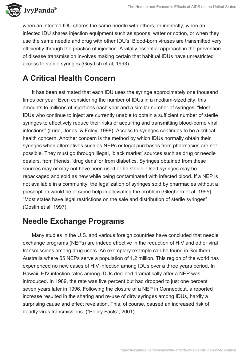 The Human and Economic Effects of AIDS on the United States. Page 5