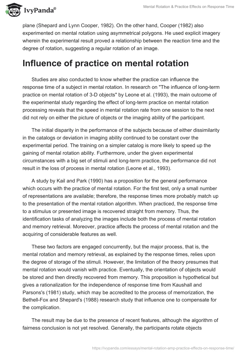 Mental Rotation & Practice Effects on Response Time. Page 3
