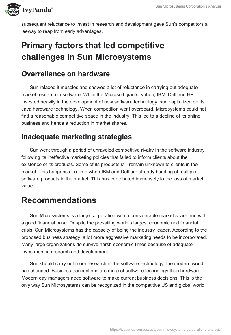Sun Microsystems Corporation's Analysis. Page 4