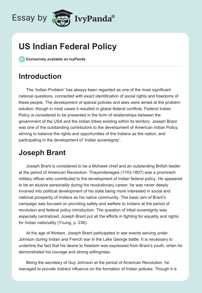 US Indian Federal Policy. Page 1