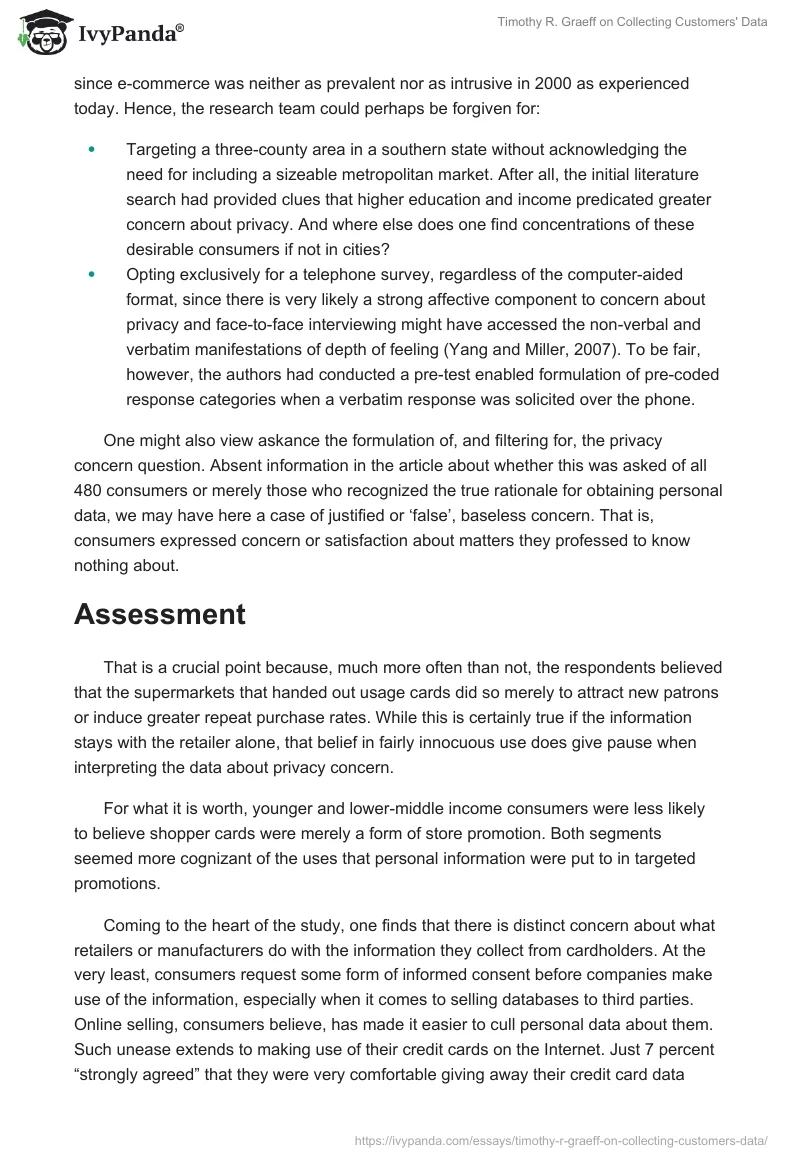 Timothy R. Graeff on Collecting Customers' Data. Page 2