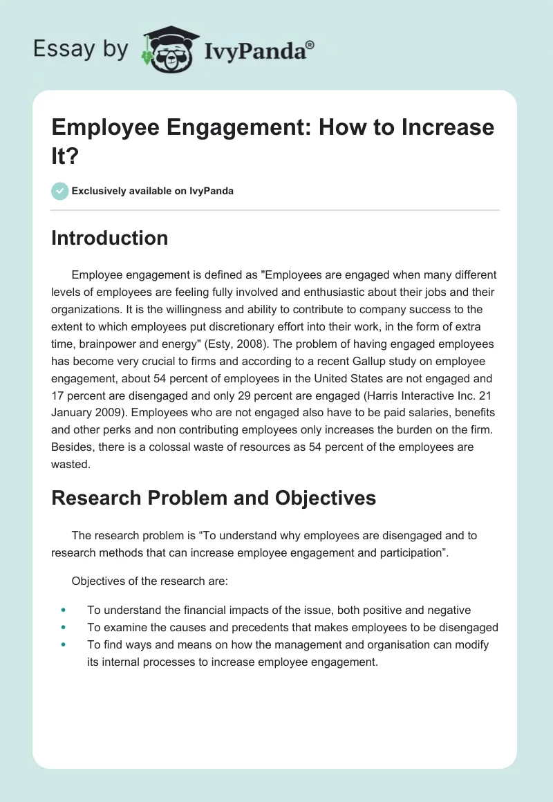Employee Engagement: How to Increase It?. Page 1