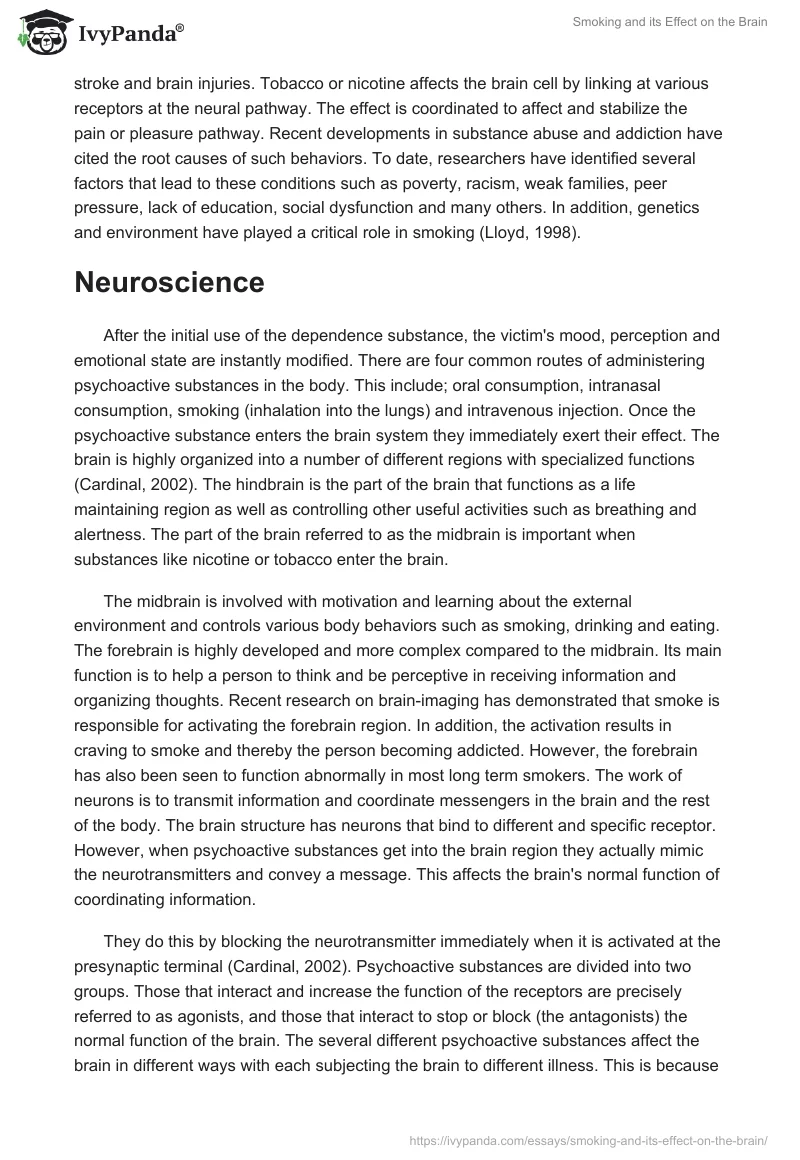 Smoking and Its Effect on the Brain. Page 2