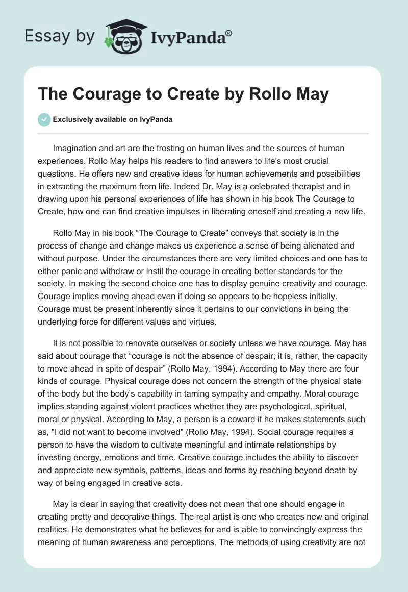 "The Courage to Create" by Rollo May. Page 1