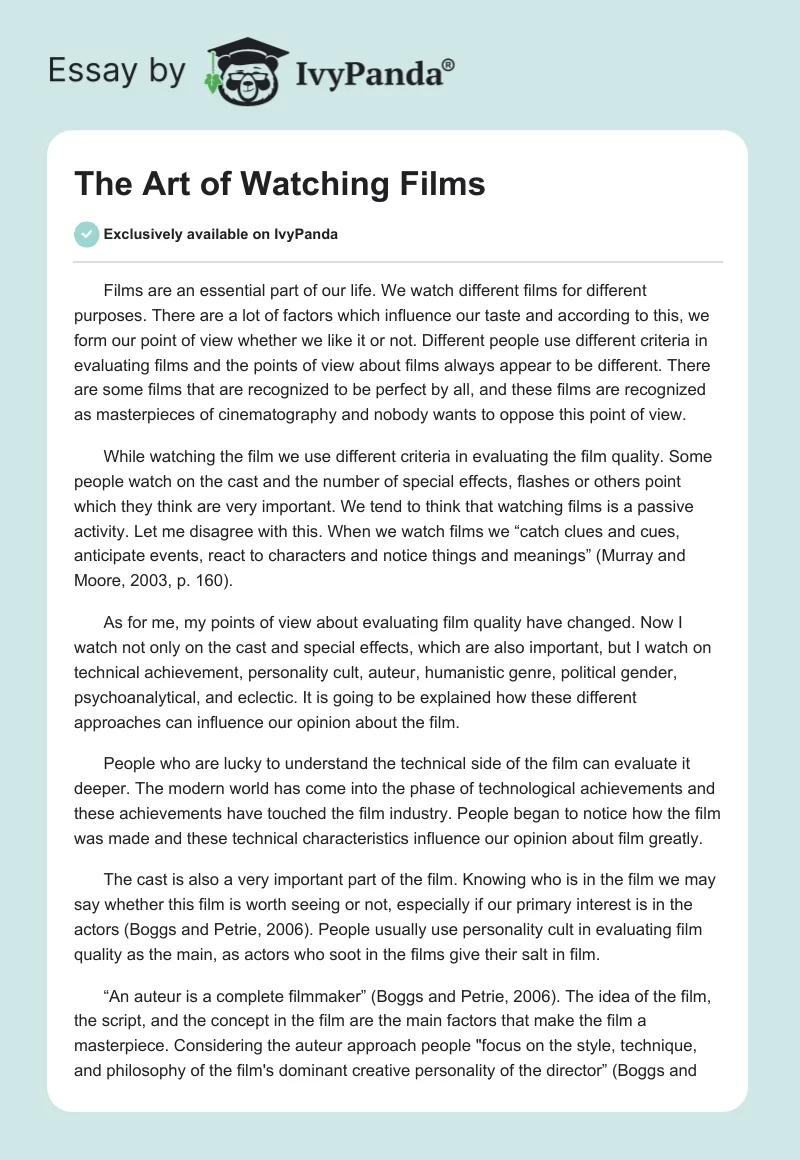 The Art of Watching Films. Page 1