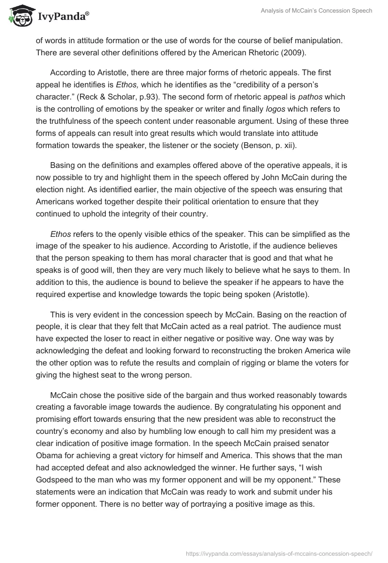 Analysis of McCain’s Concession Speech. Page 5