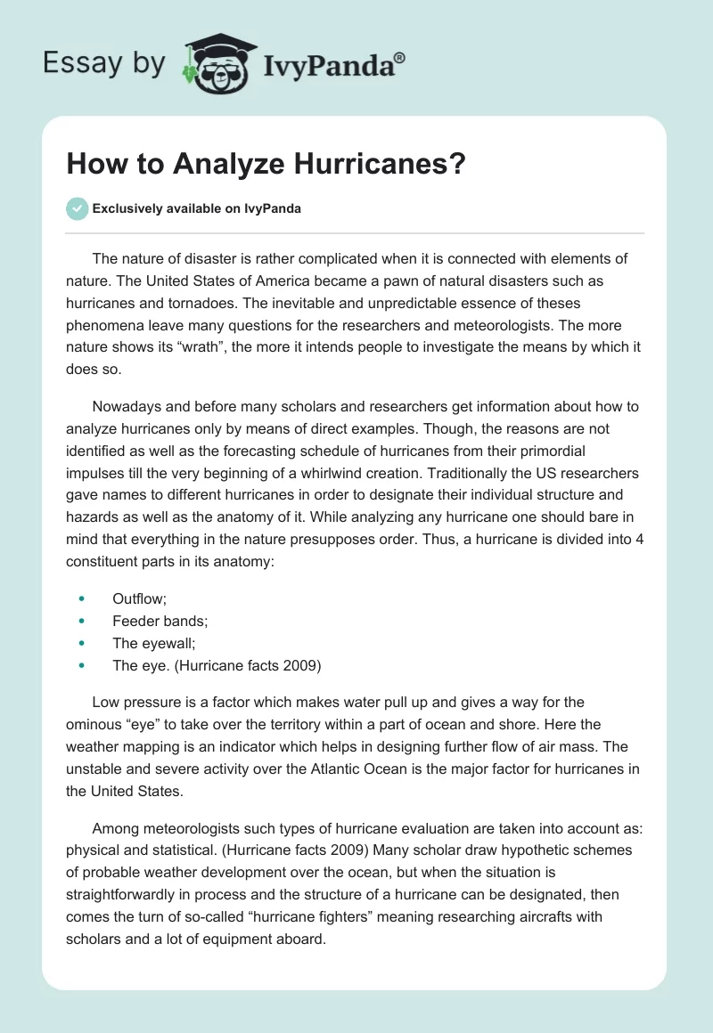How to Analyze Hurricanes?. Page 1