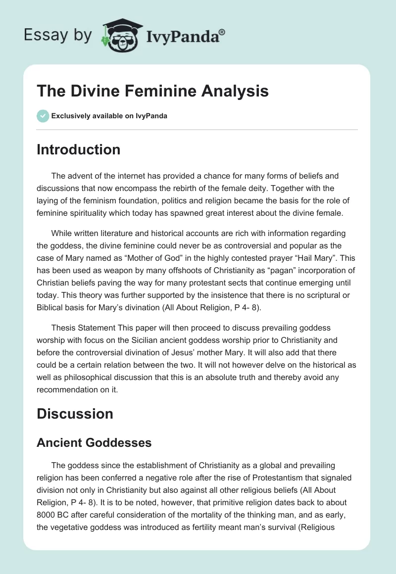 The Divine Feminine Analysis. Page 1