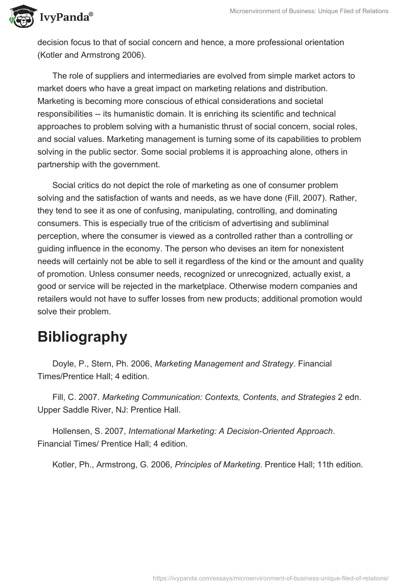 Microenvironment of Business: Unique Filed of Relations. Page 2
